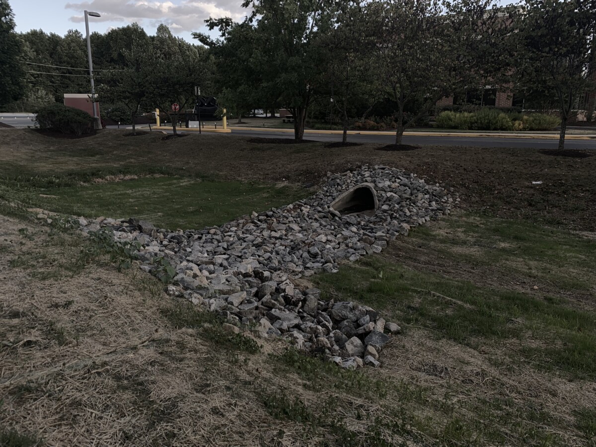 Stormwater management basin maintained on a commercial site