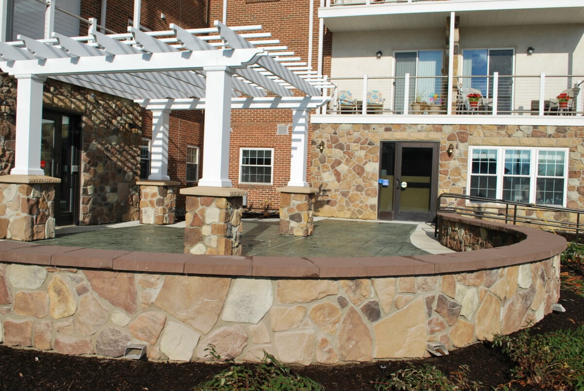 Pergola over a stone patio