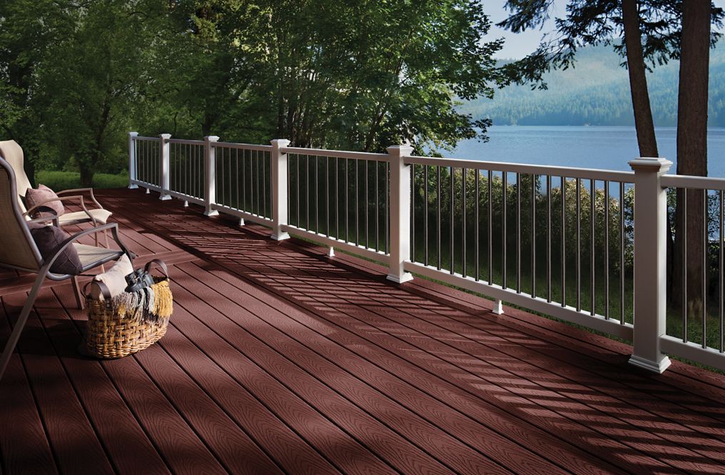 Custom composite deck with white railings in Wilmington, DE